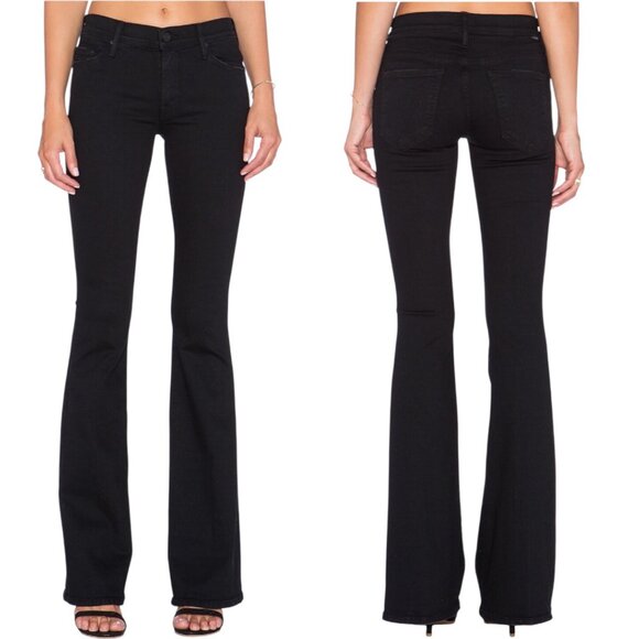 Mother The Cruiser Flare Jeans In Not Guilty Size 27 Stretch Black Denim - Picture 1 of 13
